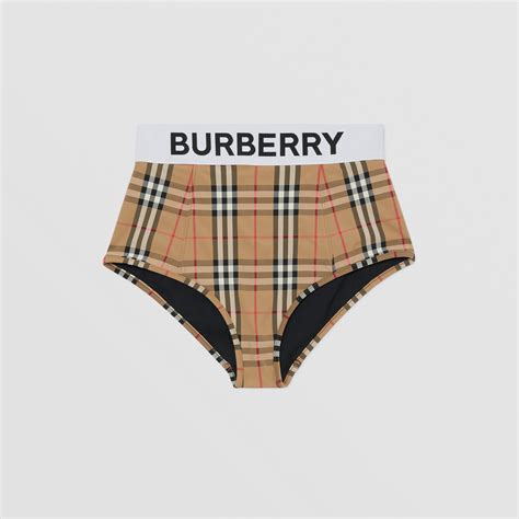 burberry vintage check logo-tape bikini top|Burberry women's swimwear.